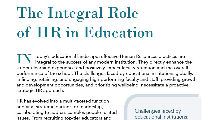 The Integral Role of HR in Education
